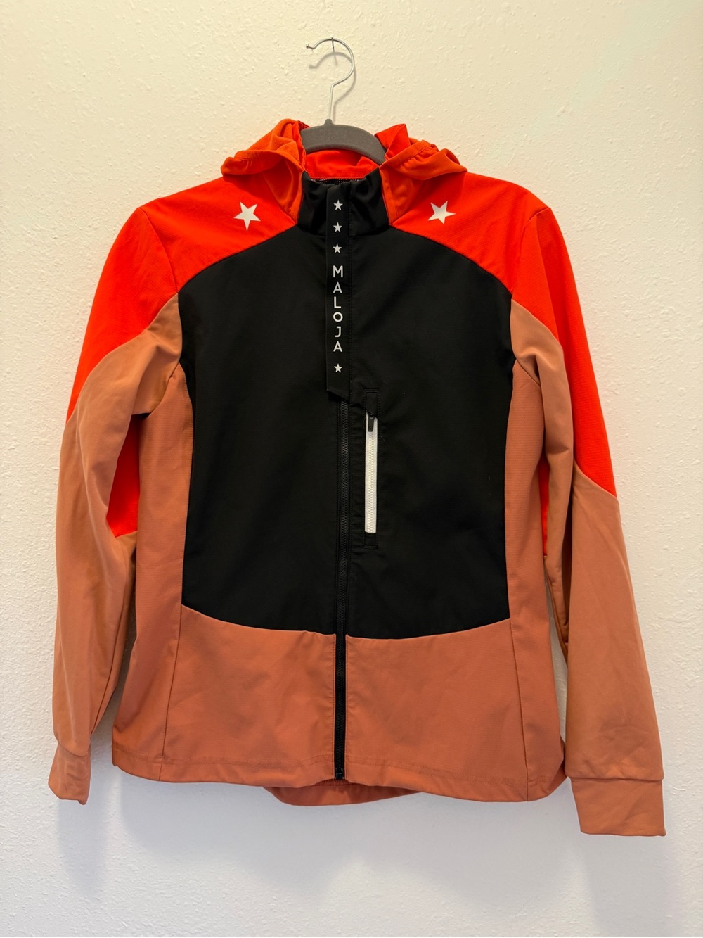 Maloja NeshaM Nordic Hybrid Softshell Hood Gorpcore Jacket Rosewood Multi Large